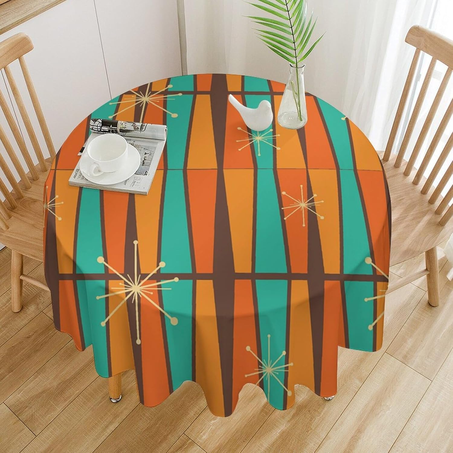 Century Textile & Sewing Supply Hours - Mid Century Modern Orange Yellow Geometry
