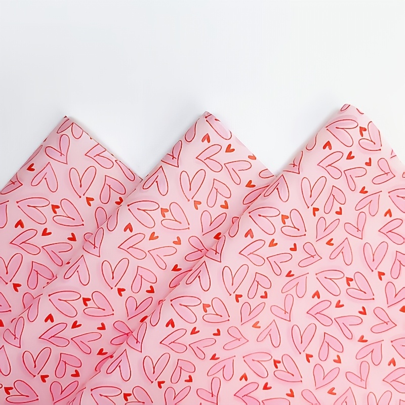 Pattern Tissue Paper - 50 Sheets Bright Pink Heart Tissue