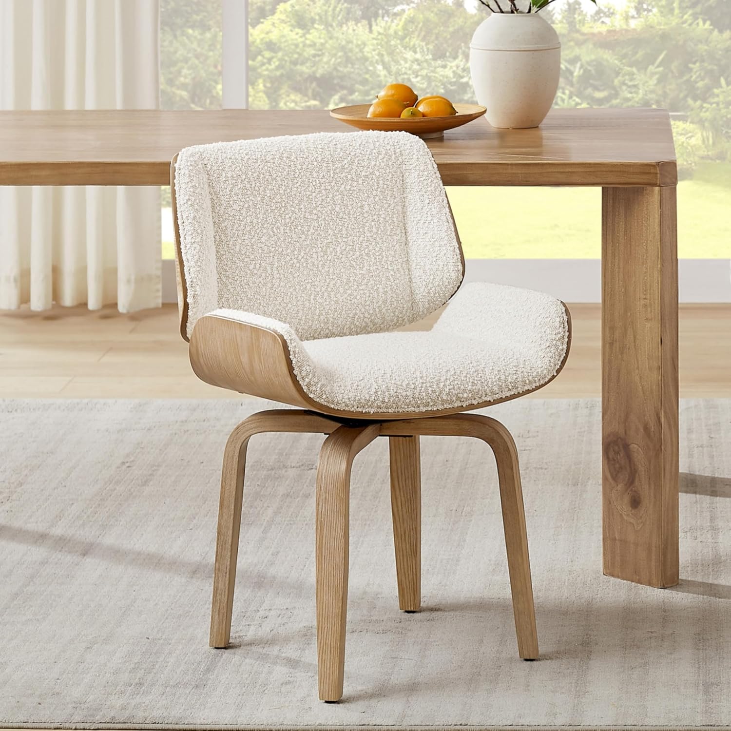 Century Textile & Sewing Supply Hours - Swivel Dining Chair, Fabric Upholstered Dining