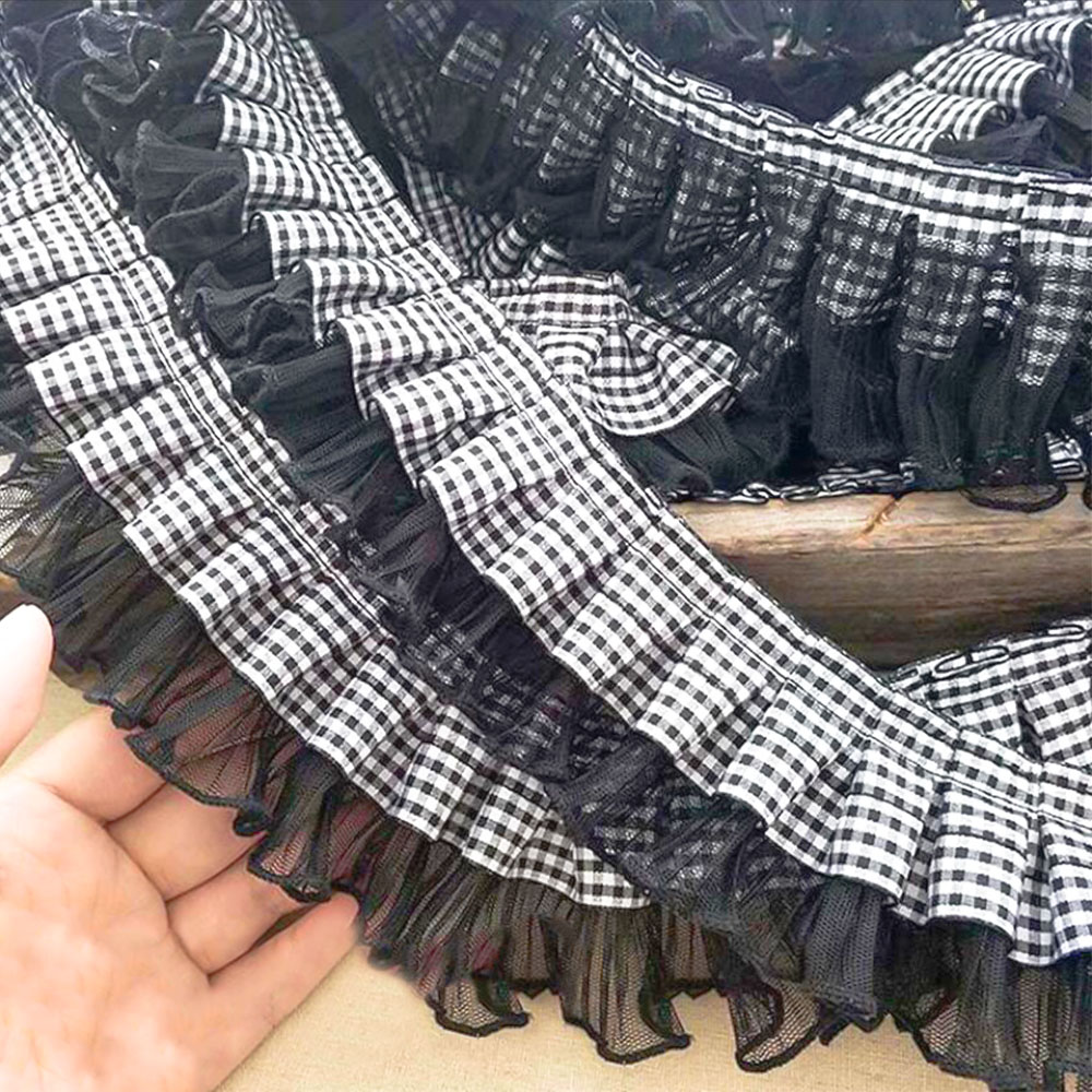 Textile And Sewing Supply - 7CM Wide Plaid Pleated Cloth Tulle
