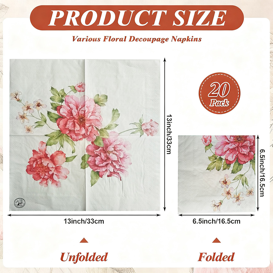20pcs Assorted Floral Printed  - Pattern Tissue Paper recension och pris