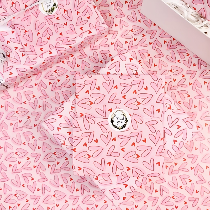 50 Sheets Bright Pink Heart Ti - Pattern Tissue Paper recension och pris
