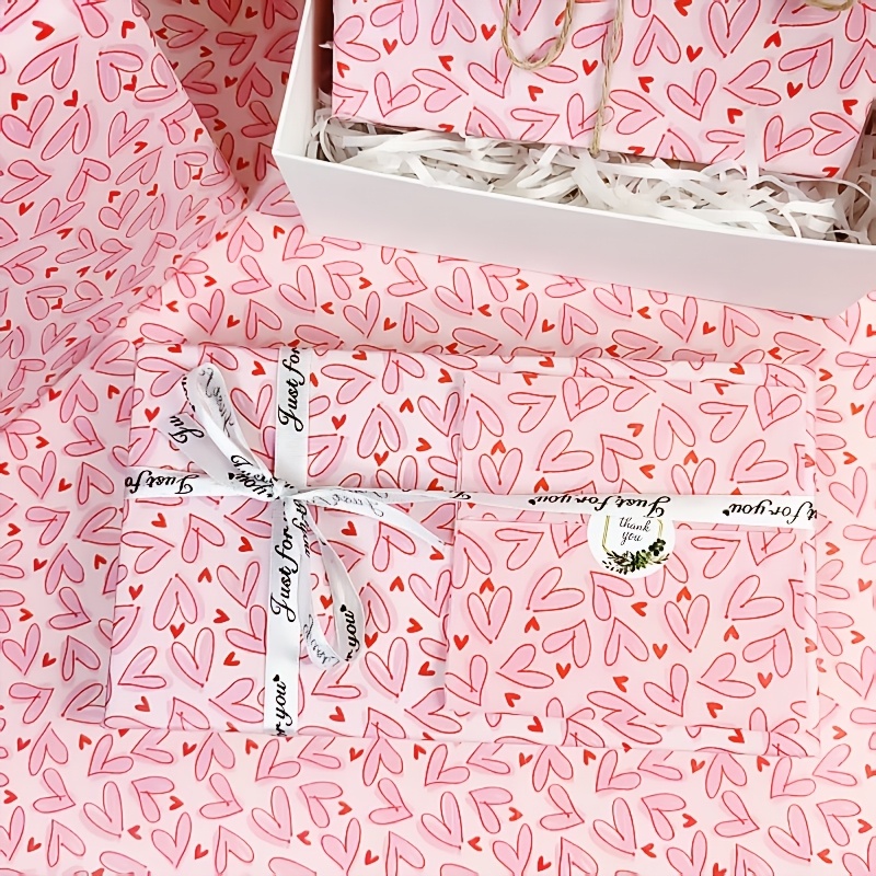 50 Sheets Bright Pink Heart Ti - Pattern Tissue Paper recension och pris